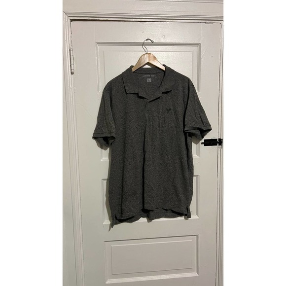 American Eagle Black Gray Standard Fit Polo XL - Picture 1 of 6
